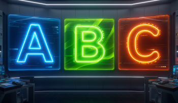 An image of the letters A B C in neon lights