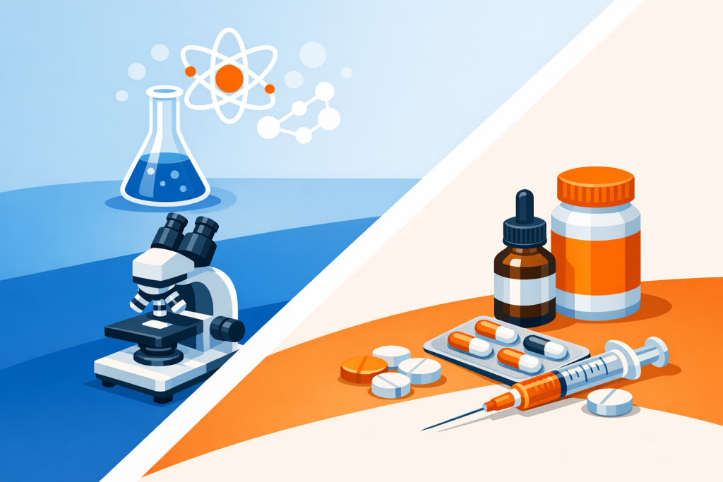 An image showing the transition from R&D to a commercial pharma organisation